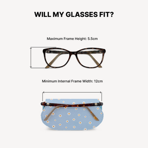 Slim Leather Glasses Case - Sky Blue Flower thumbnail-image-6