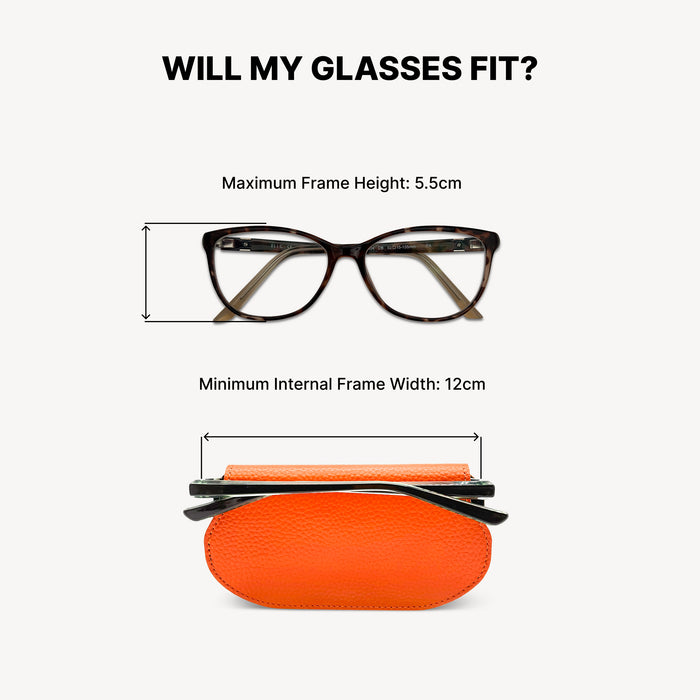 Slim Leather Glasses Case - Orange