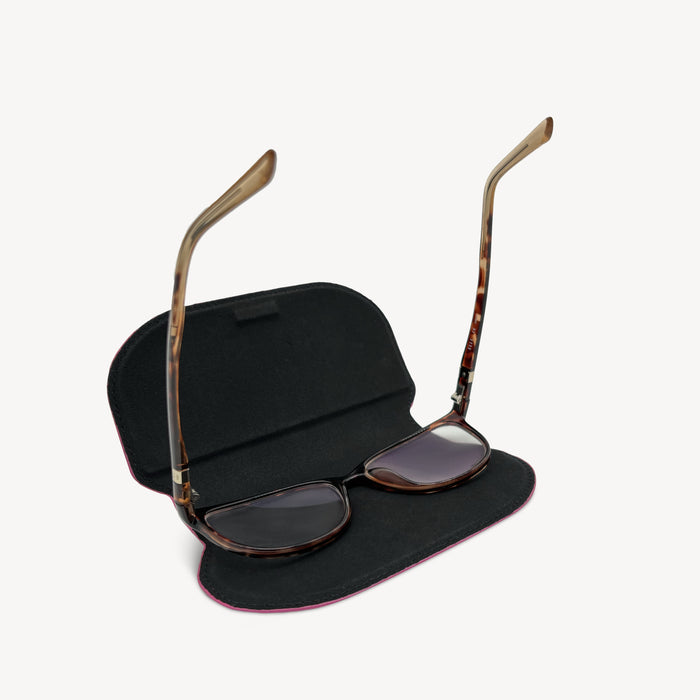Slim Leather Glasses Case - Fuchsia Pink