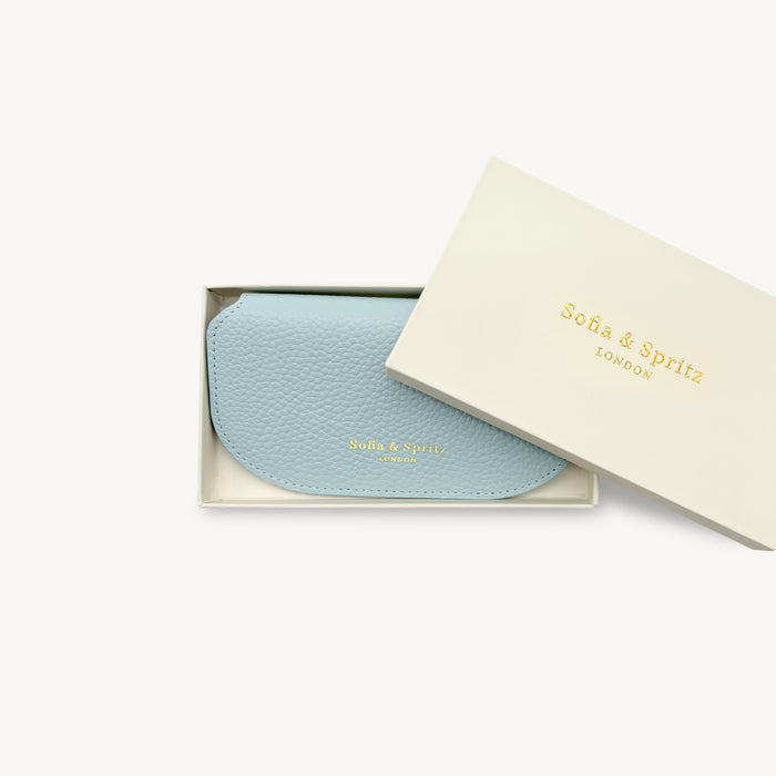 Slim Leather Glasses Case - Sky Blue