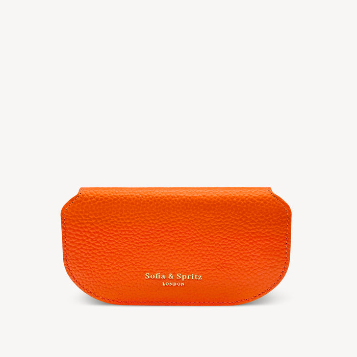 Slim Leather Glasses Case - Orange