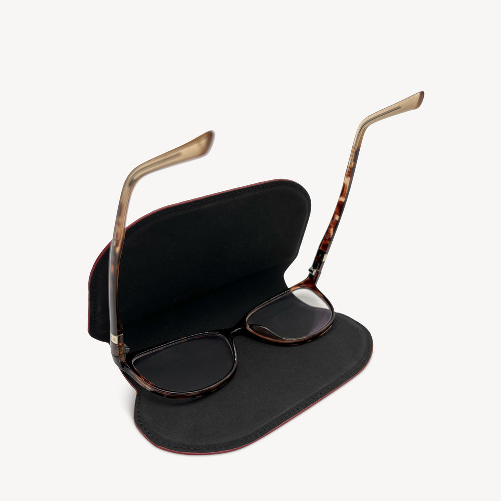 Slim Leather Glasses Case - Deep Cherry Red thumbnail-image-4