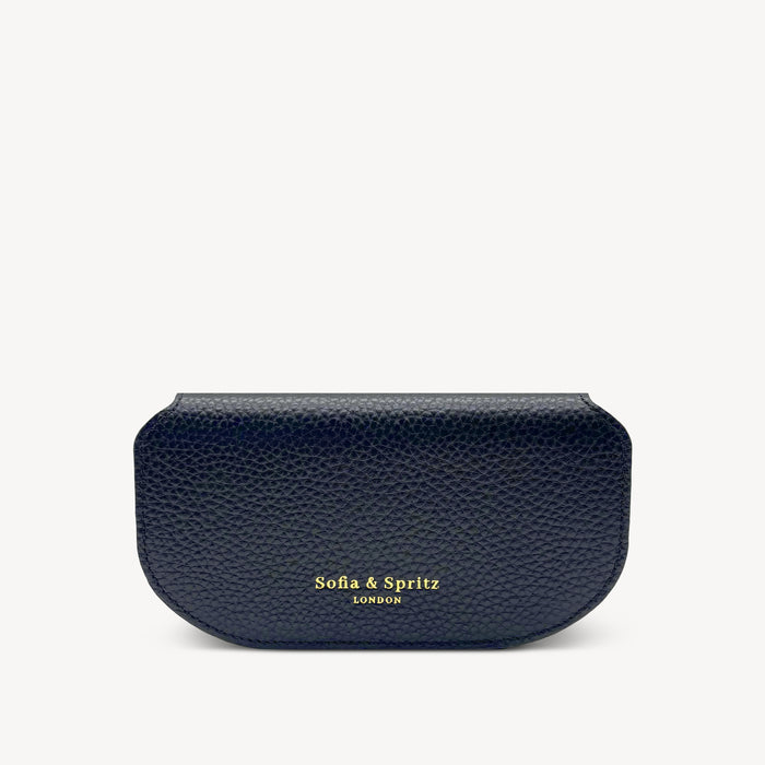 Slim Leather Glasses Case - Navy