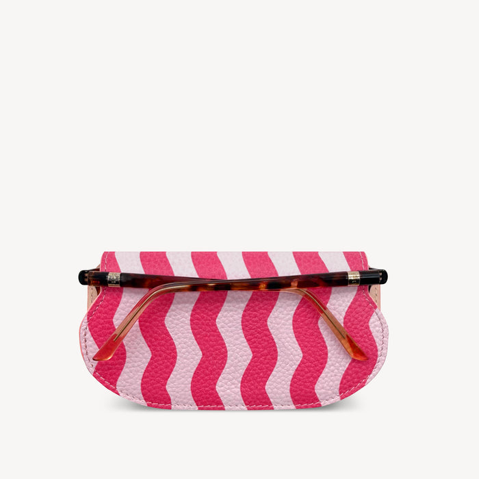 Slim Leather Glasses Case - Pink & Red Wave