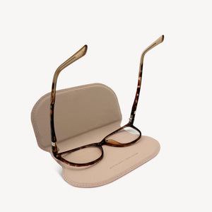 Slim Leather Glasses Case - Sky Blue & Yellow Stripe thumbnail-image-4