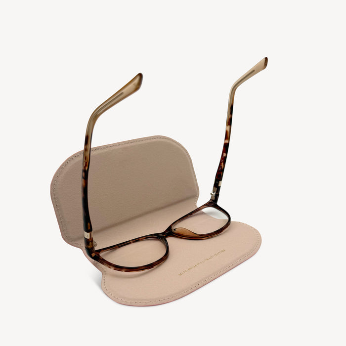 Slim Leather Glasses Case - Sky Blue & Yellow Stripe