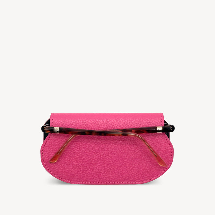 Slim Leather Glasses Case - Fuchsia Pink