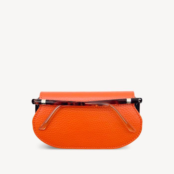 Slim Leather Glasses Case - Orange