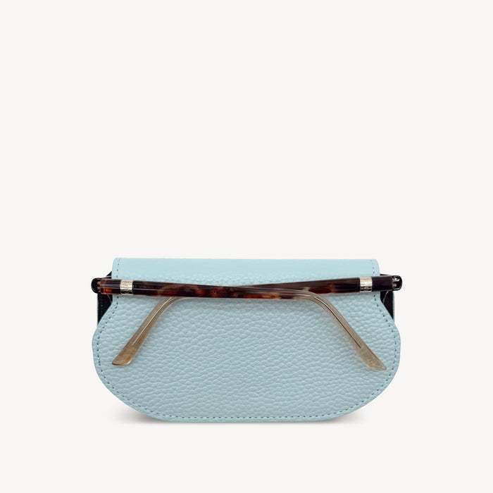 Slim Leather Glasses Case - Sky Blue