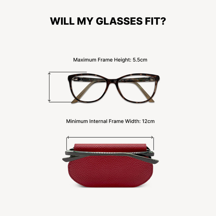 Slim Leather Glasses Case - Deep Cherry Red