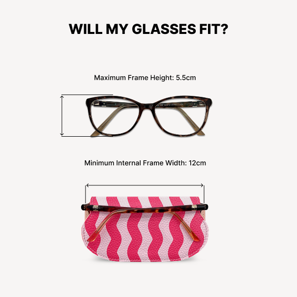 Slim Leather Glasses Case - Pink & Red Wave