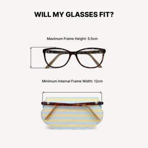 Slim Leather Glasses Case - Sky Blue & Yellow Stripe thumbnail-image-6