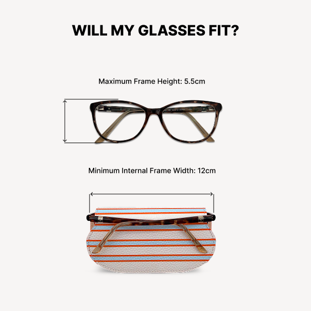 Slim Leather Glasses Case - Blue, Orange & Stone Stripe