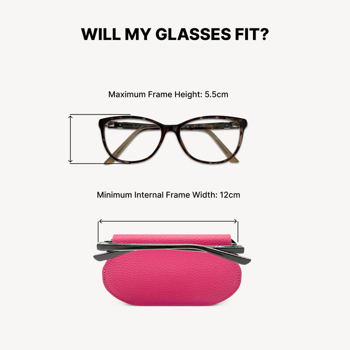 Slim Leather Glasses Case - Fuchsia Pink