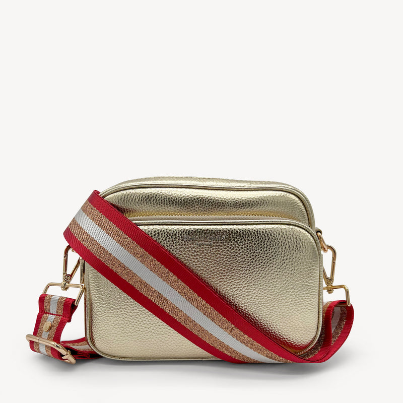 Red & Gold Glitter Stripe Strap