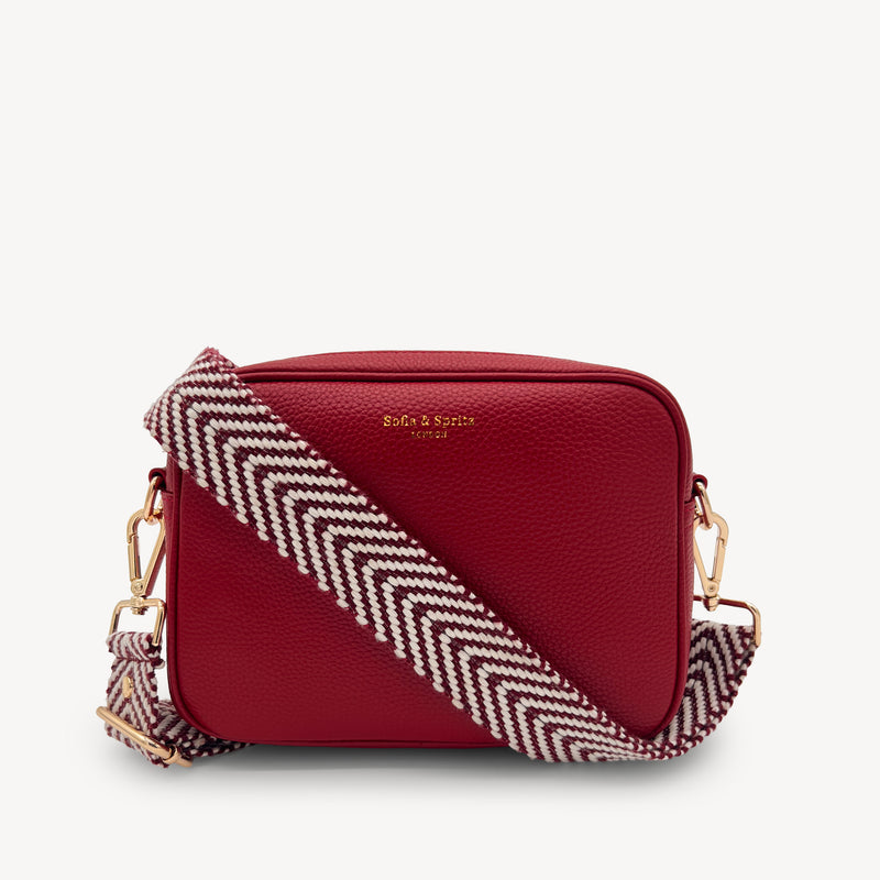 Burgundy & White Chevron Strap