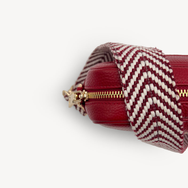 Burgundy & White Chevron Strap