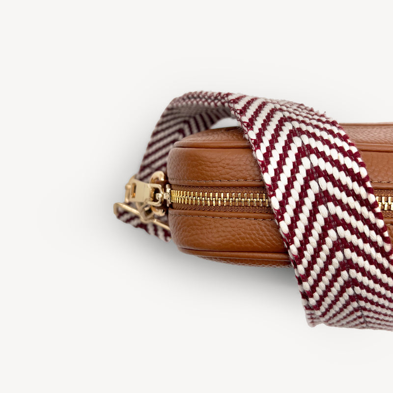 Burgundy & White Chevron Strap