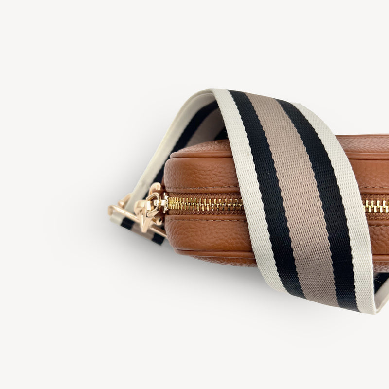 Black, Stone & Tan Stripe Strap