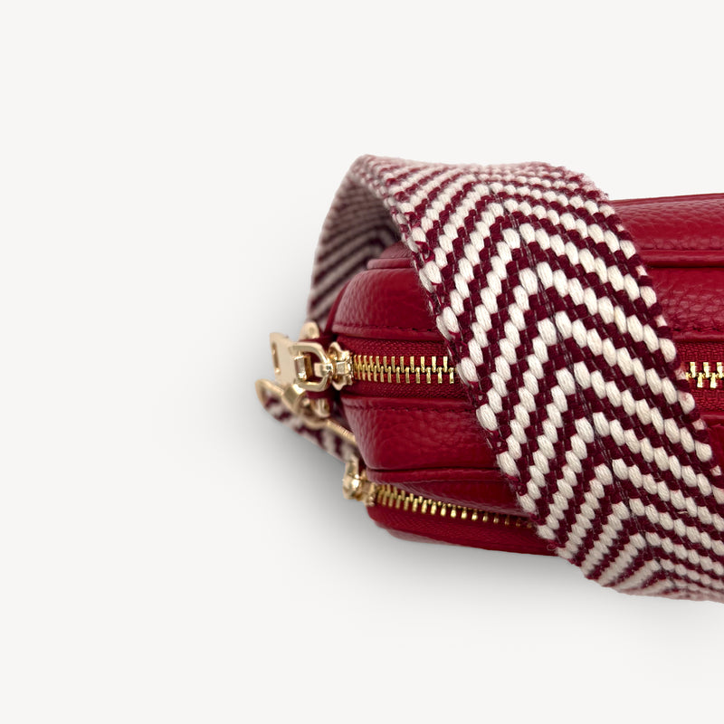 Burgundy & White Chevron Strap