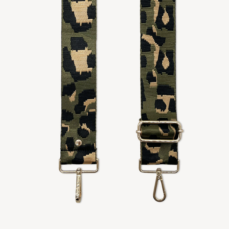Olive Green & Gold Leopard Strap