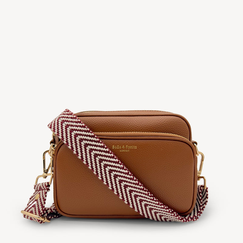 Burgundy & White Chevron Strap