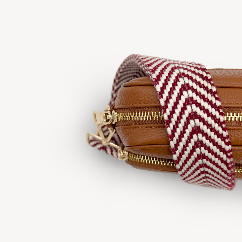 Burgundy & White Chevron Strap