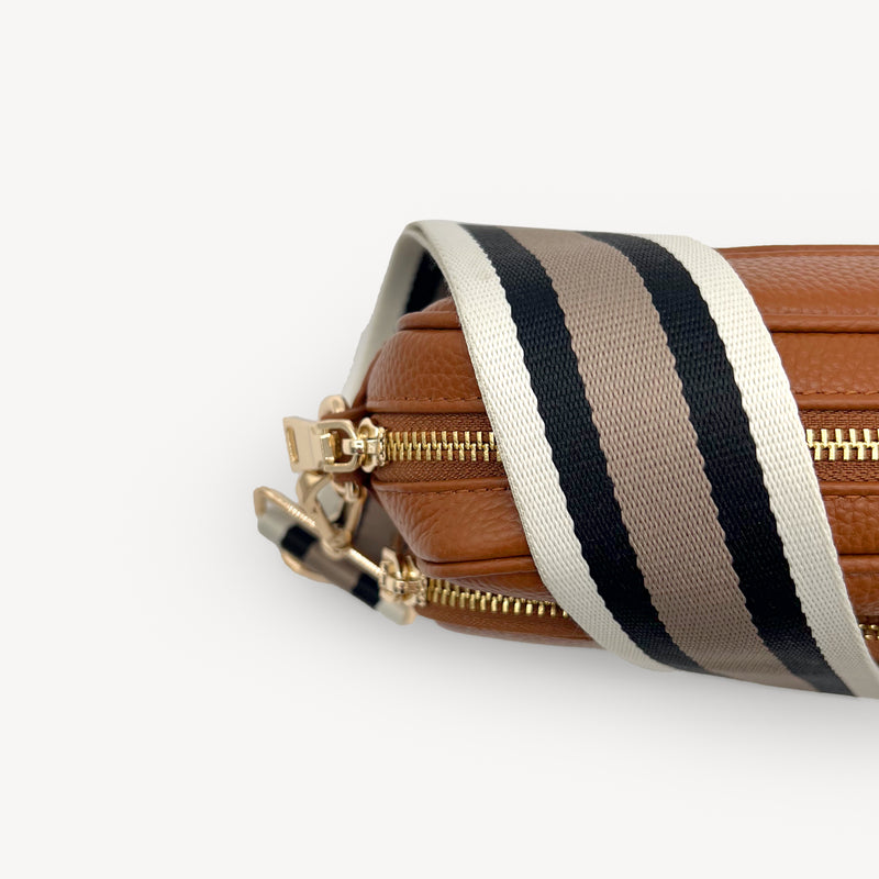 Black, Stone & Tan Stripe Strap