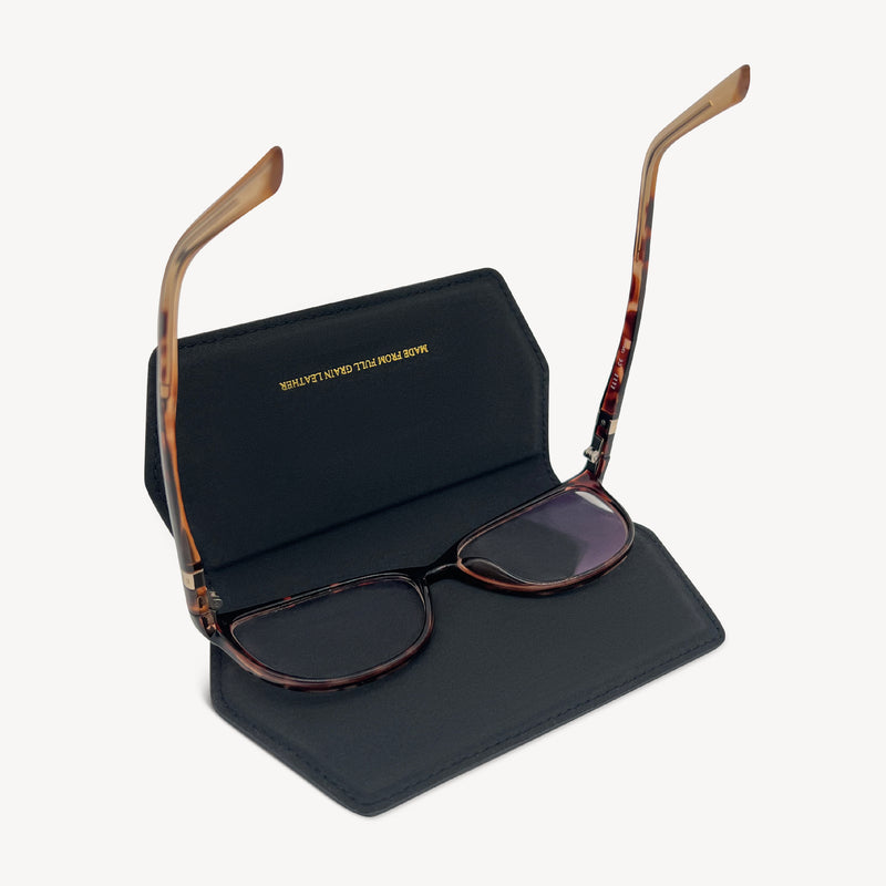 Slim Leather Glasses Case - Navy