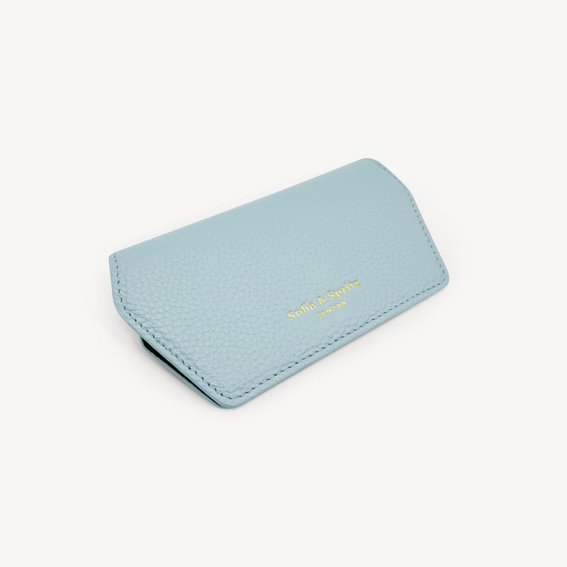 Slim Leather Glasses Case - Sky Blue