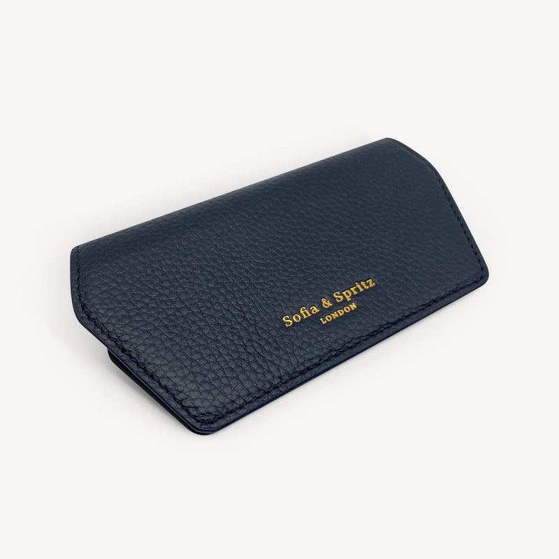 Slim Leather Glasses Case - Navy