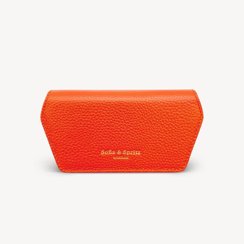 Slim Leather Glasses Case - Orange