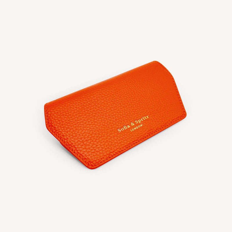 Slim Leather Glasses Case - Orange