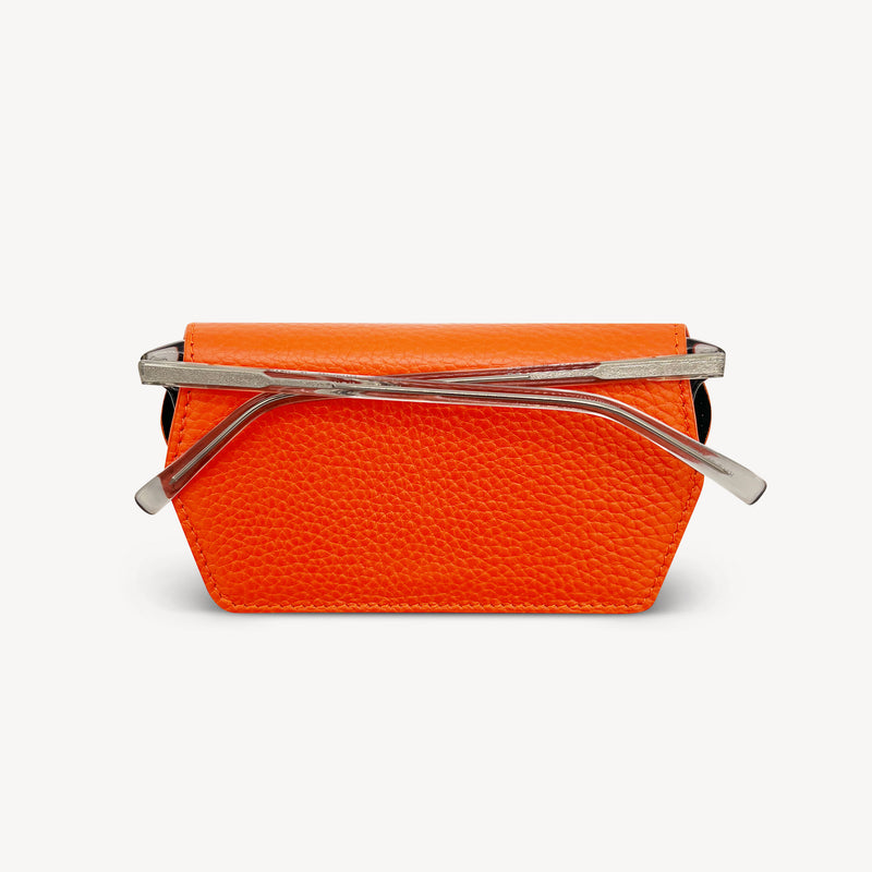 Slim Leather Glasses Case - Orange