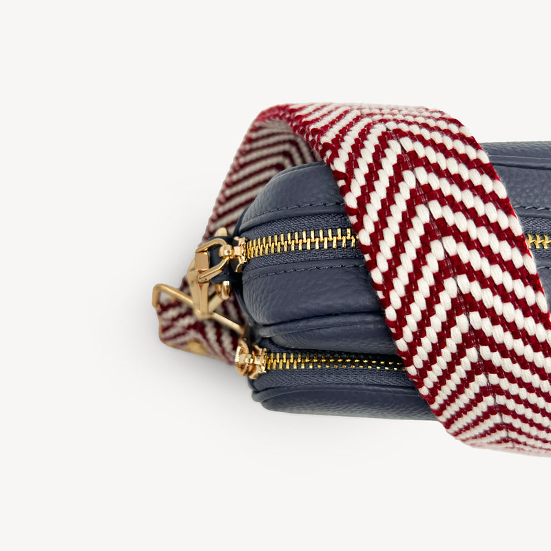 Burgundy & White Chevron Strap