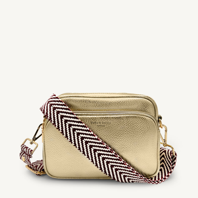 Burgundy & White Chevron Strap