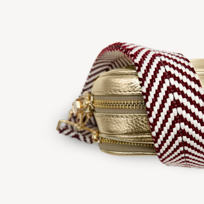 Burgundy & White Chevron Strap