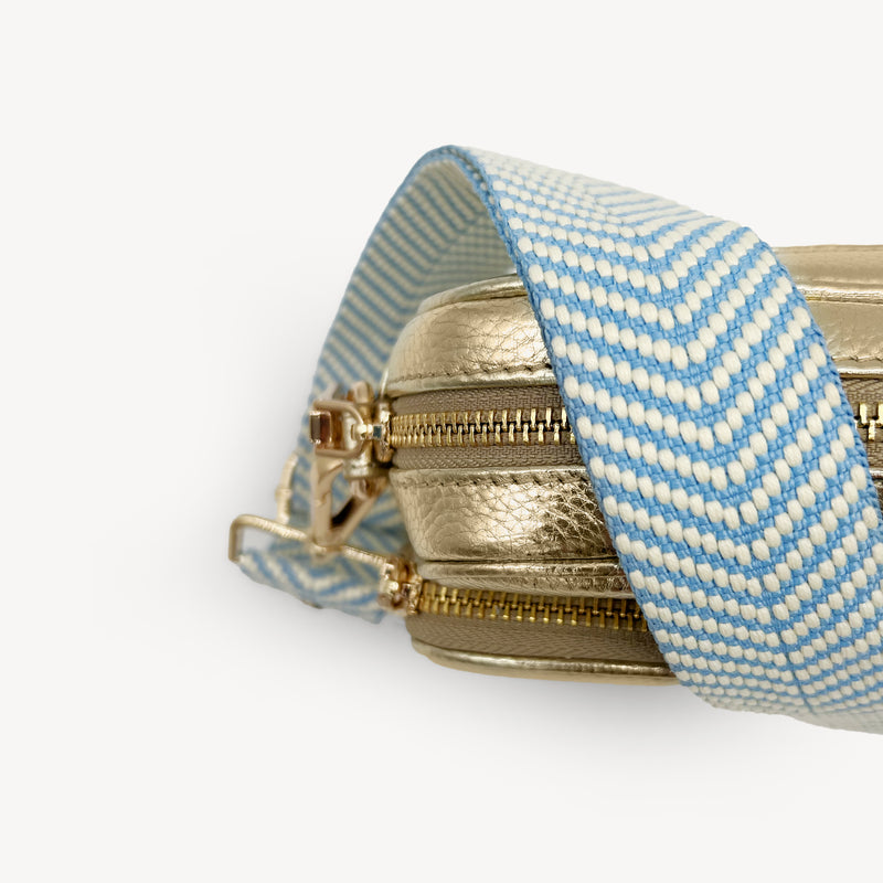 Sky Blue & White Chevron Strap