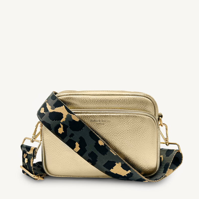Grey & Gold Leopard Strap