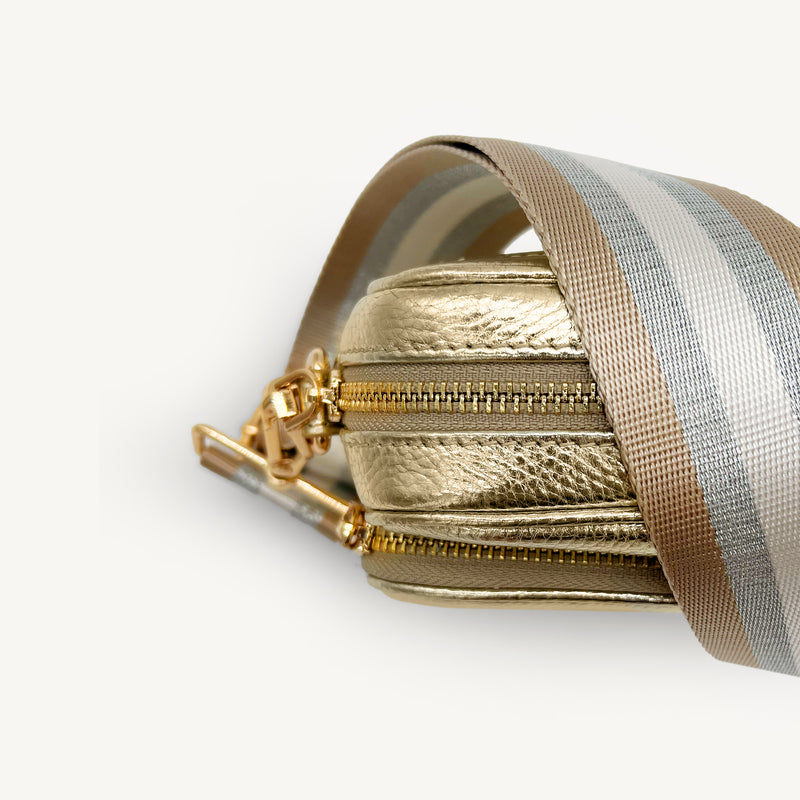 Champagne & Silver Stripe Strap