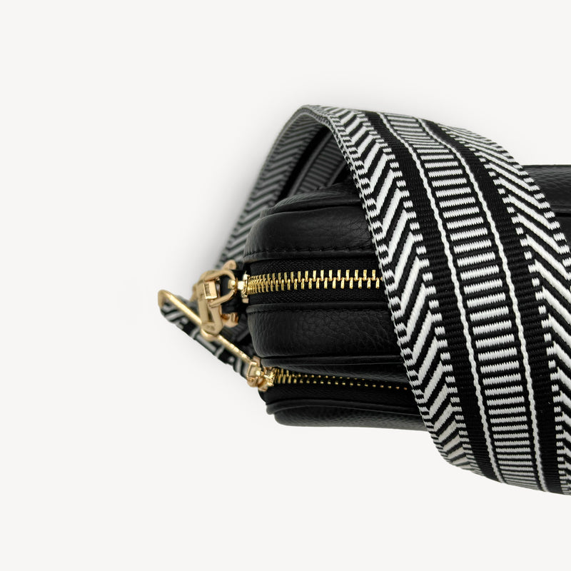Black & White Stripe Aztec Strap