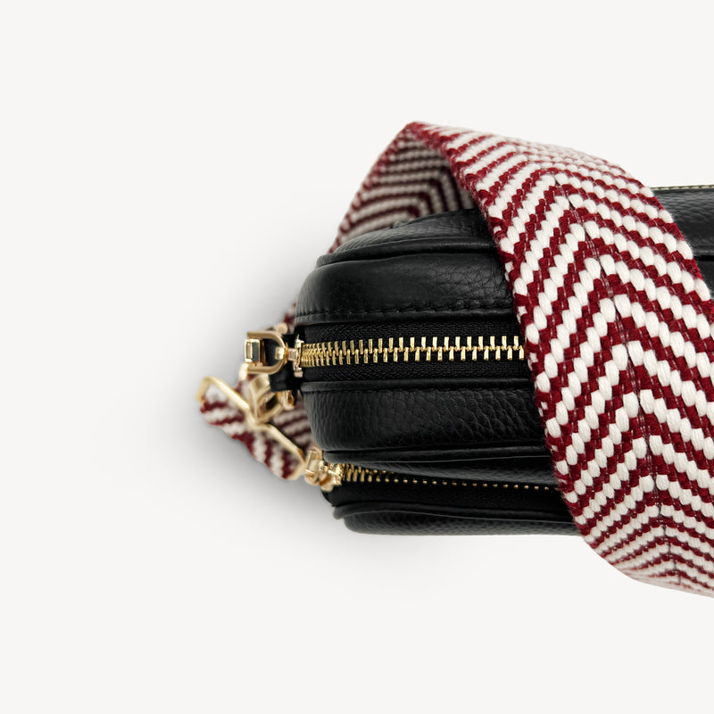 Burgundy & White Chevron Strap