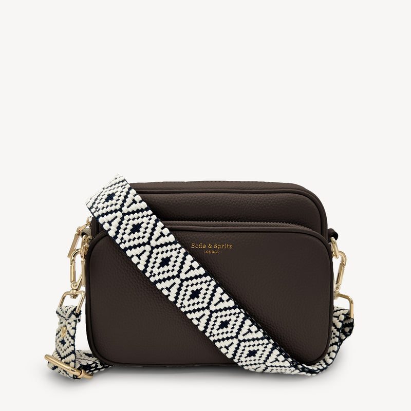 Navy & White Embroidered Strap