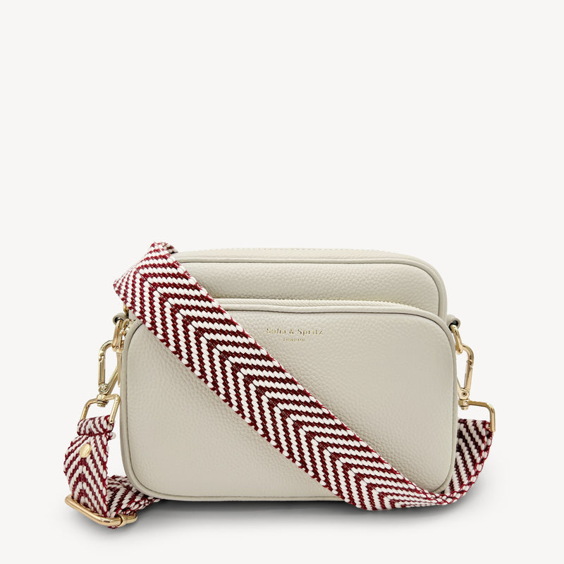 Burgundy & White Chevron Strap