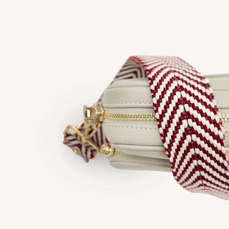 Burgundy & White Chevron Strap