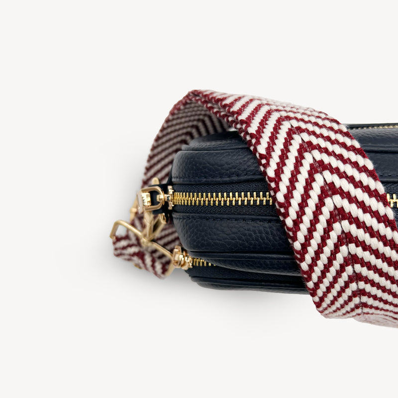 Burgundy & White Chevron Strap