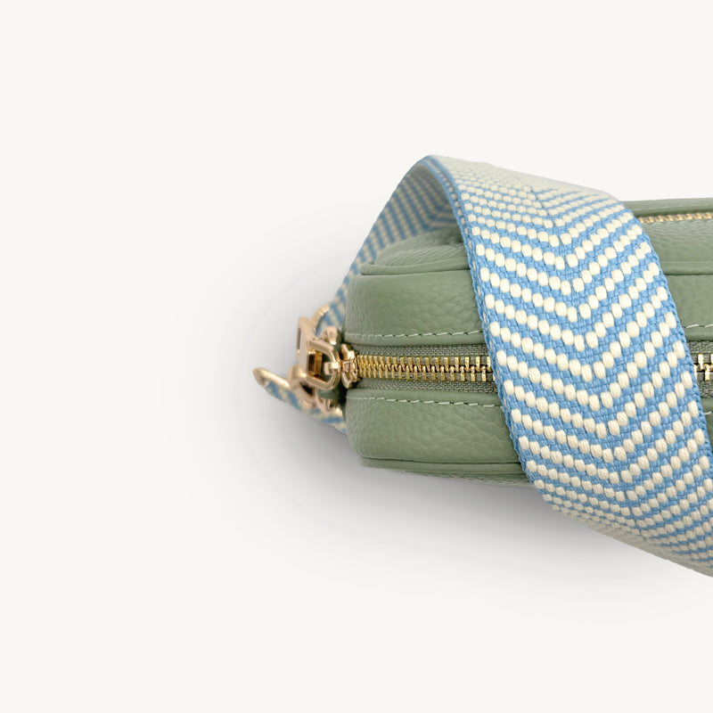 Sky Blue & White Chevron Strap