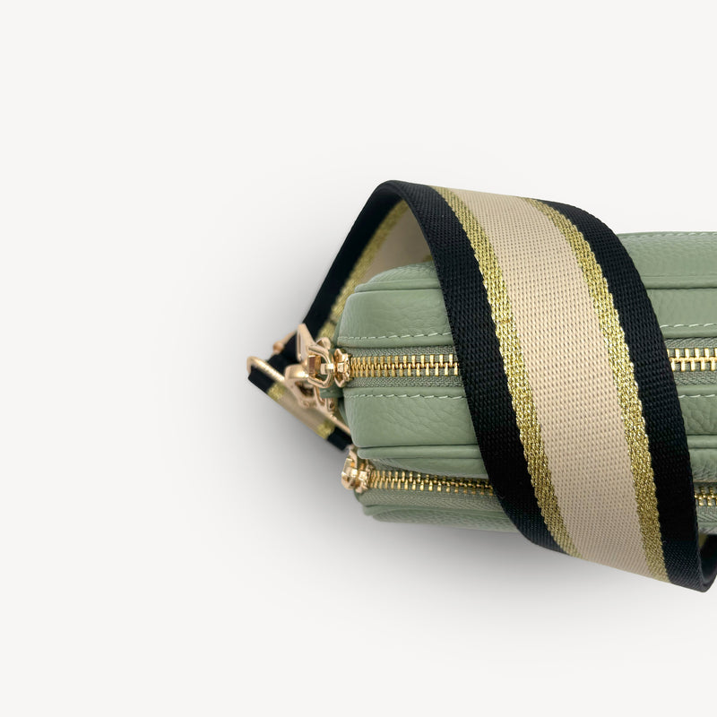Black, Beige & Gold Stripe Strap