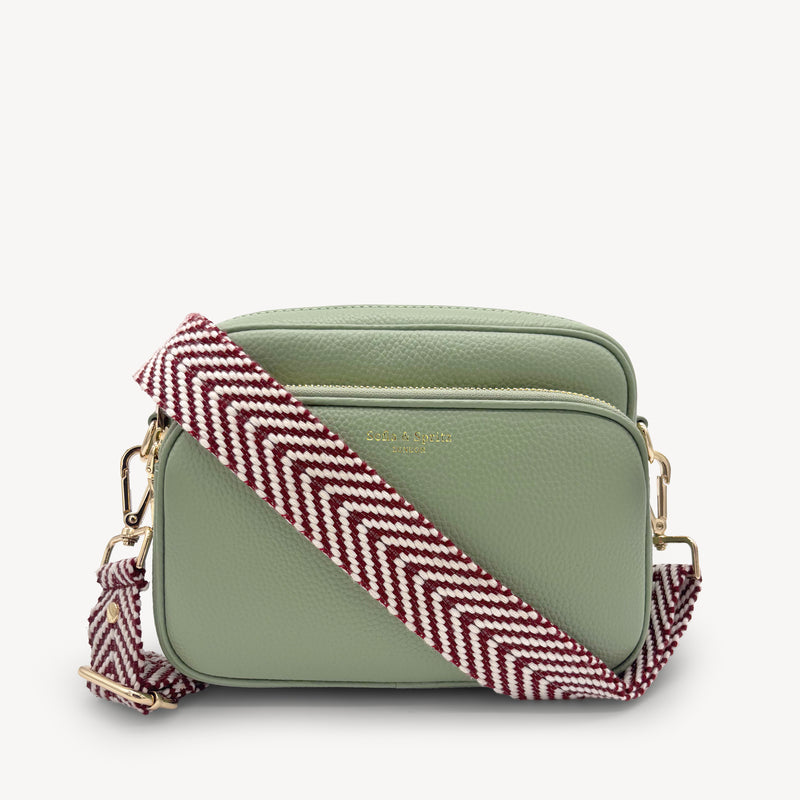 Burgundy & White Chevron Strap