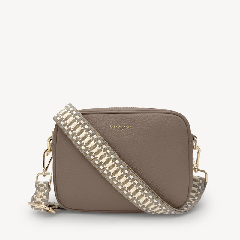 Taupe & White Stitch Strap